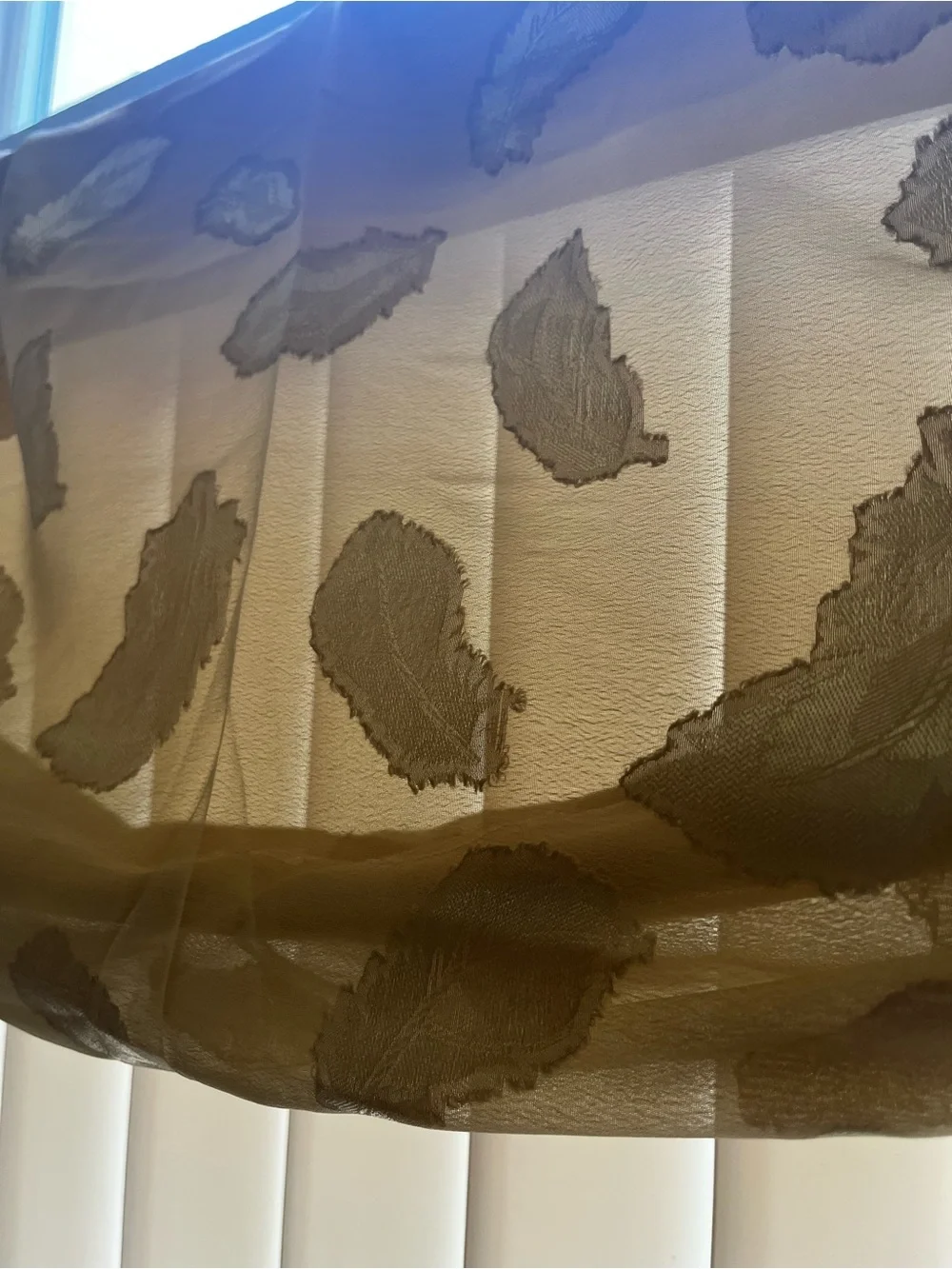 Sheer Window Curtain Panel in Light Gold Tan Scarf Style